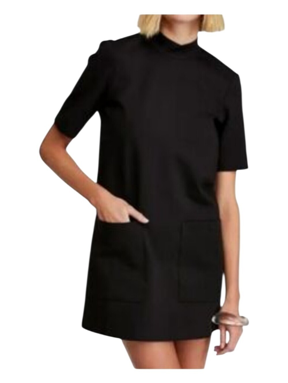 Free People Black Westhill Patch Pocket Mini Shift Dress Size XS